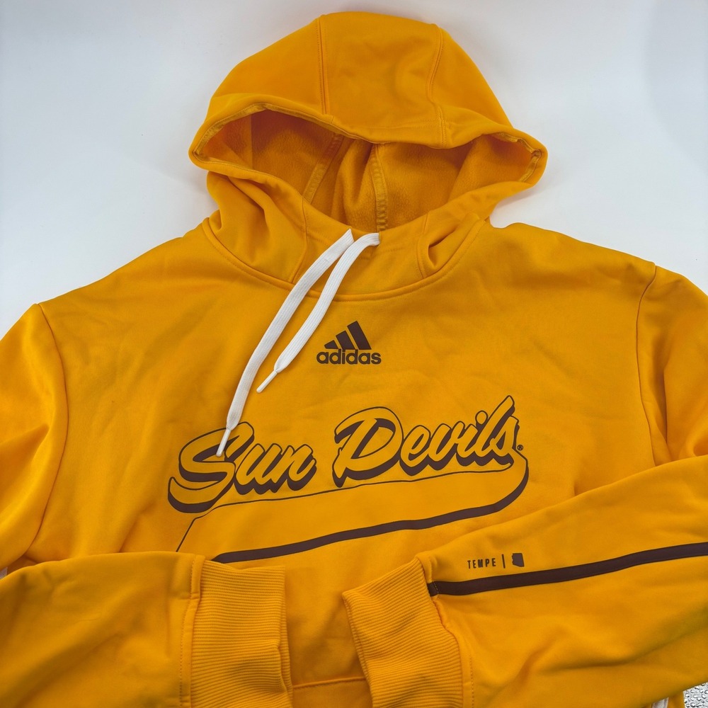 Adidas ASU Sun Devils Hoodie Mens Medium Gold Aeroready NCAA Tempe Sweatshirt
